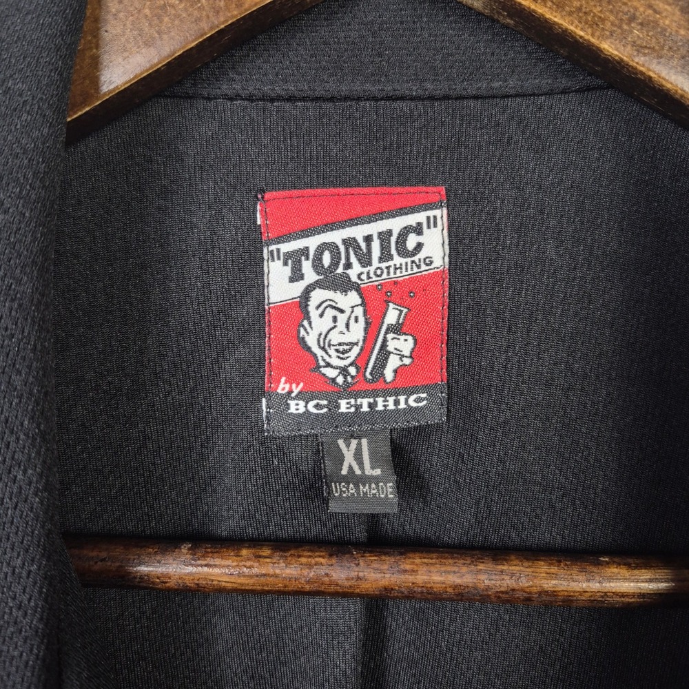 Tonic Clothing BC Ethic Mens XL Red Black Tribal Bowling Shirt USA Made - Picture 4 of 8